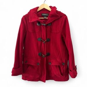 Eddie Bauer Red Toggle Hooded Coat